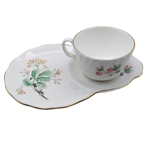 Vintage Royal Kent Staffordshire England Floral Porcelain Cup & Snack Tray Set - Picture 2 of 8